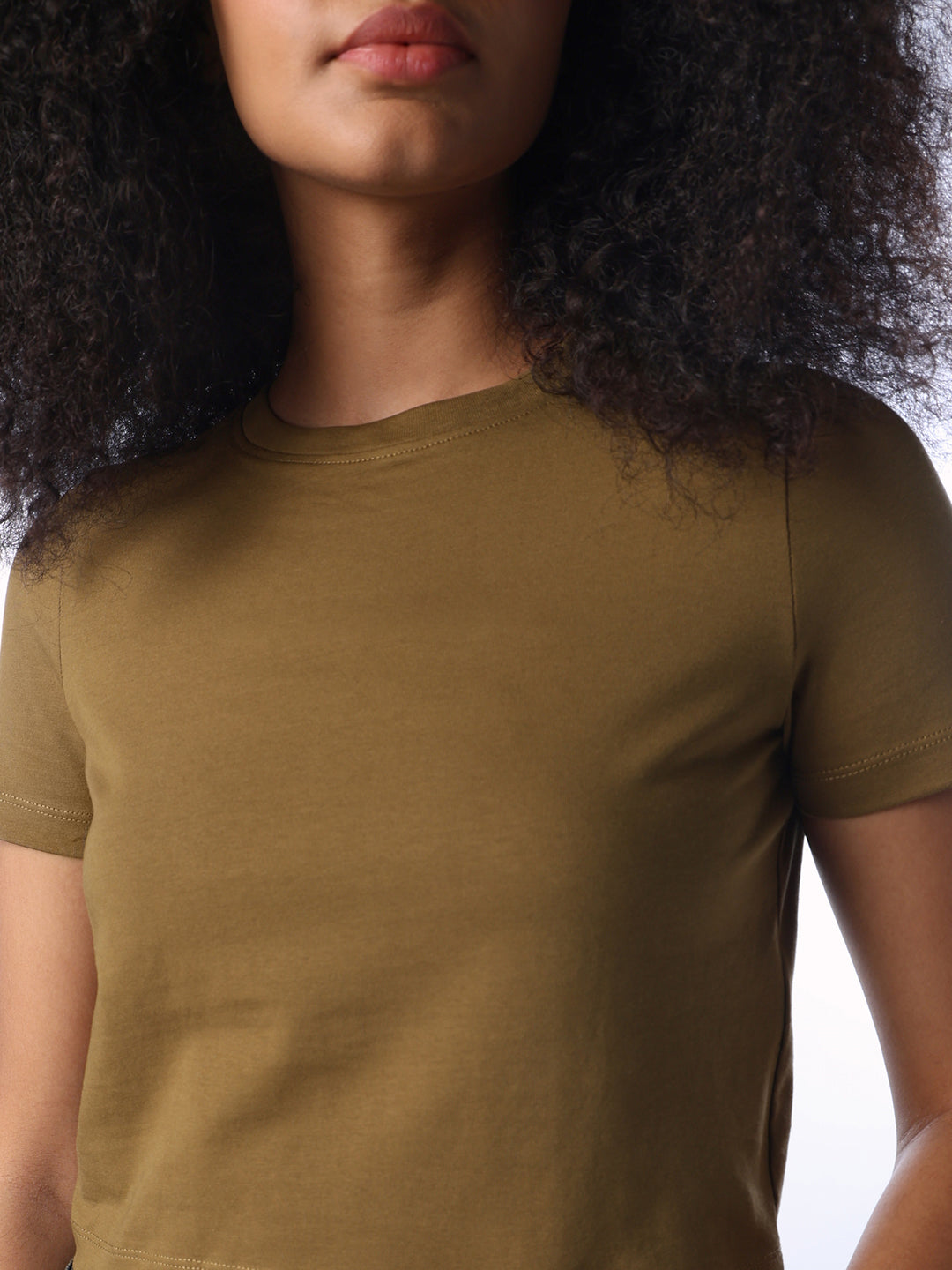 Cropped Snug T-shirt - Olive