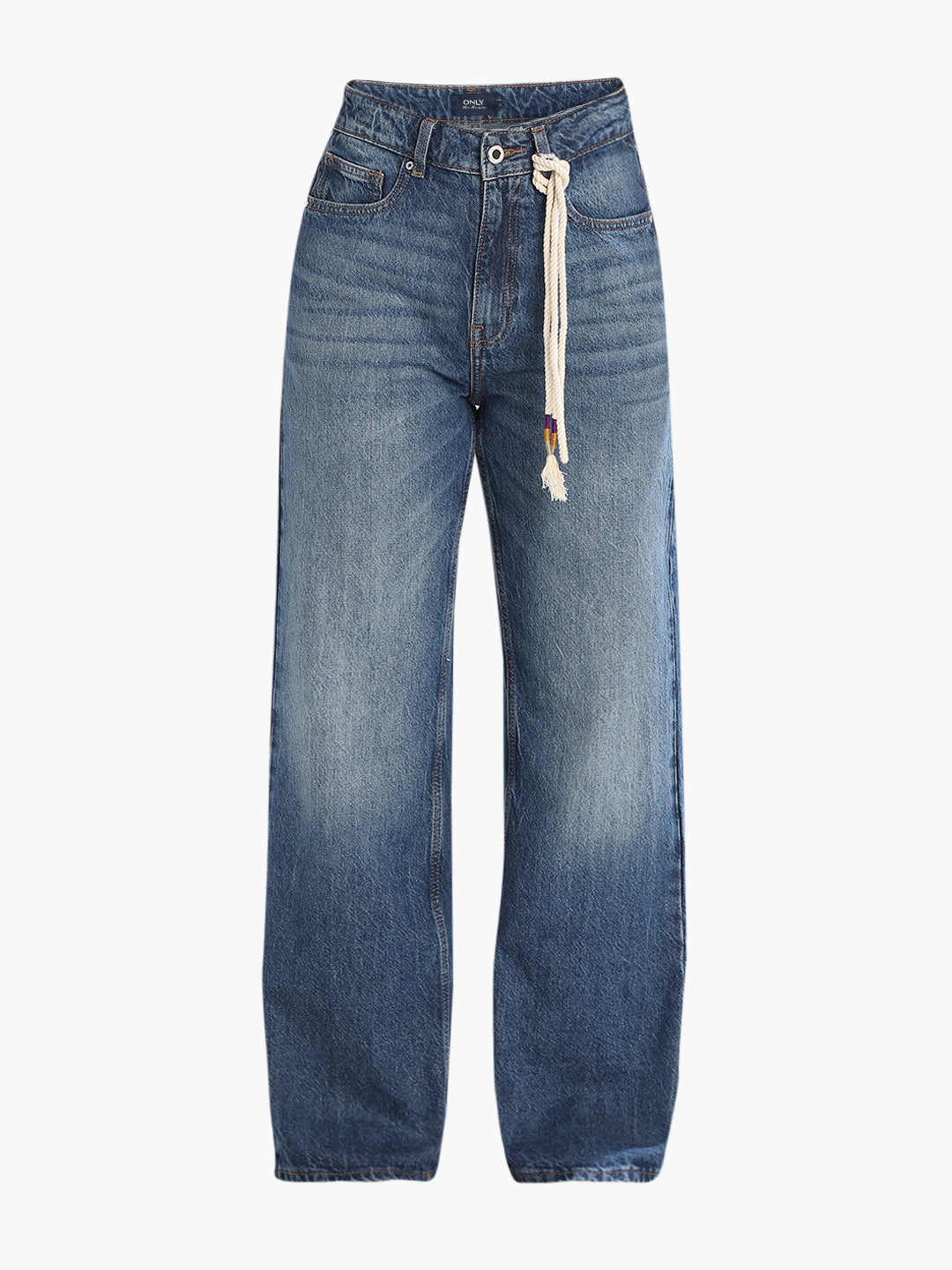Dark Blue Washed Wide Leg Jeans