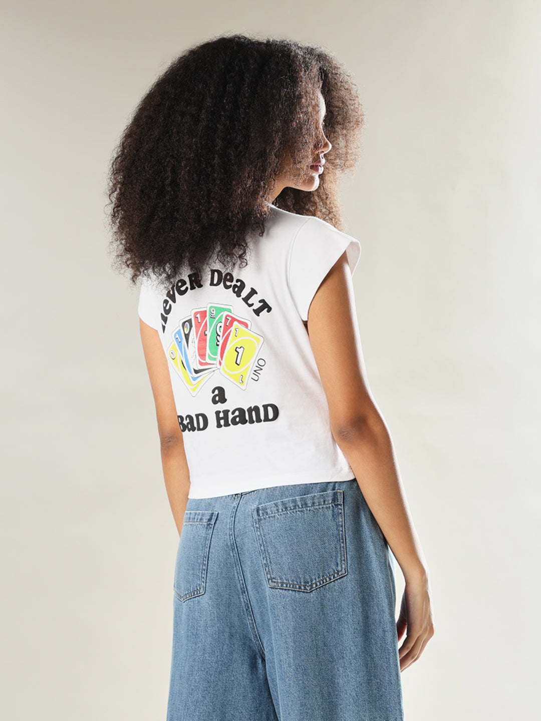 UNO X ONLY White Cropped Cotton T-shirt