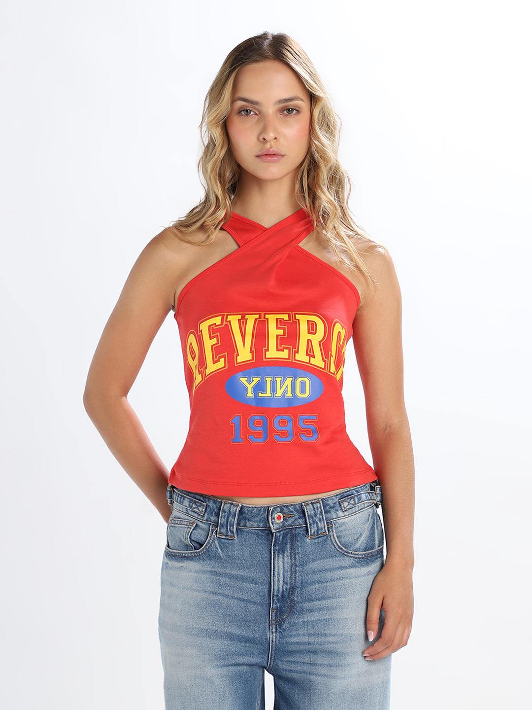 Red Printed Halter Top