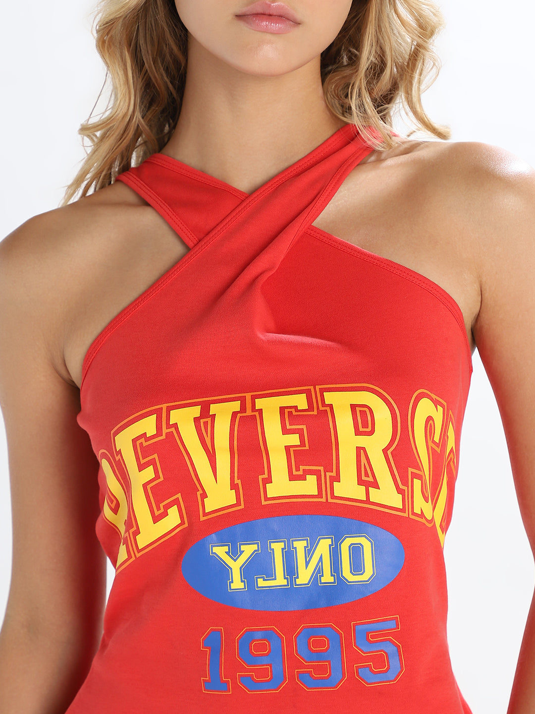 Red Printed Halter Top