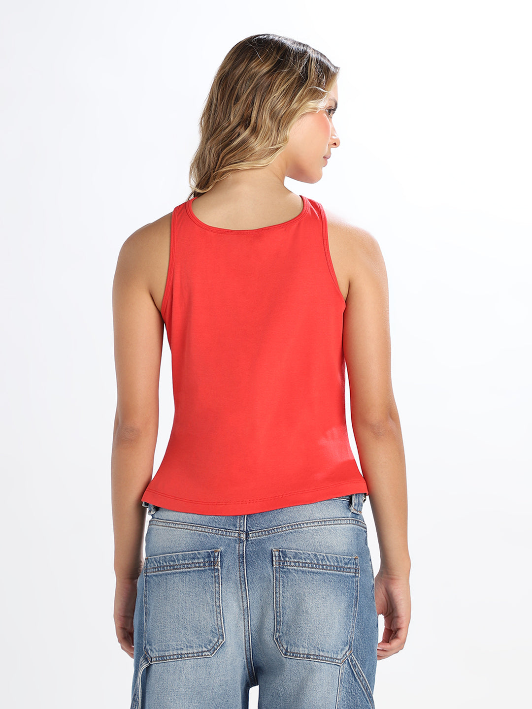 Red Printed Halter Top