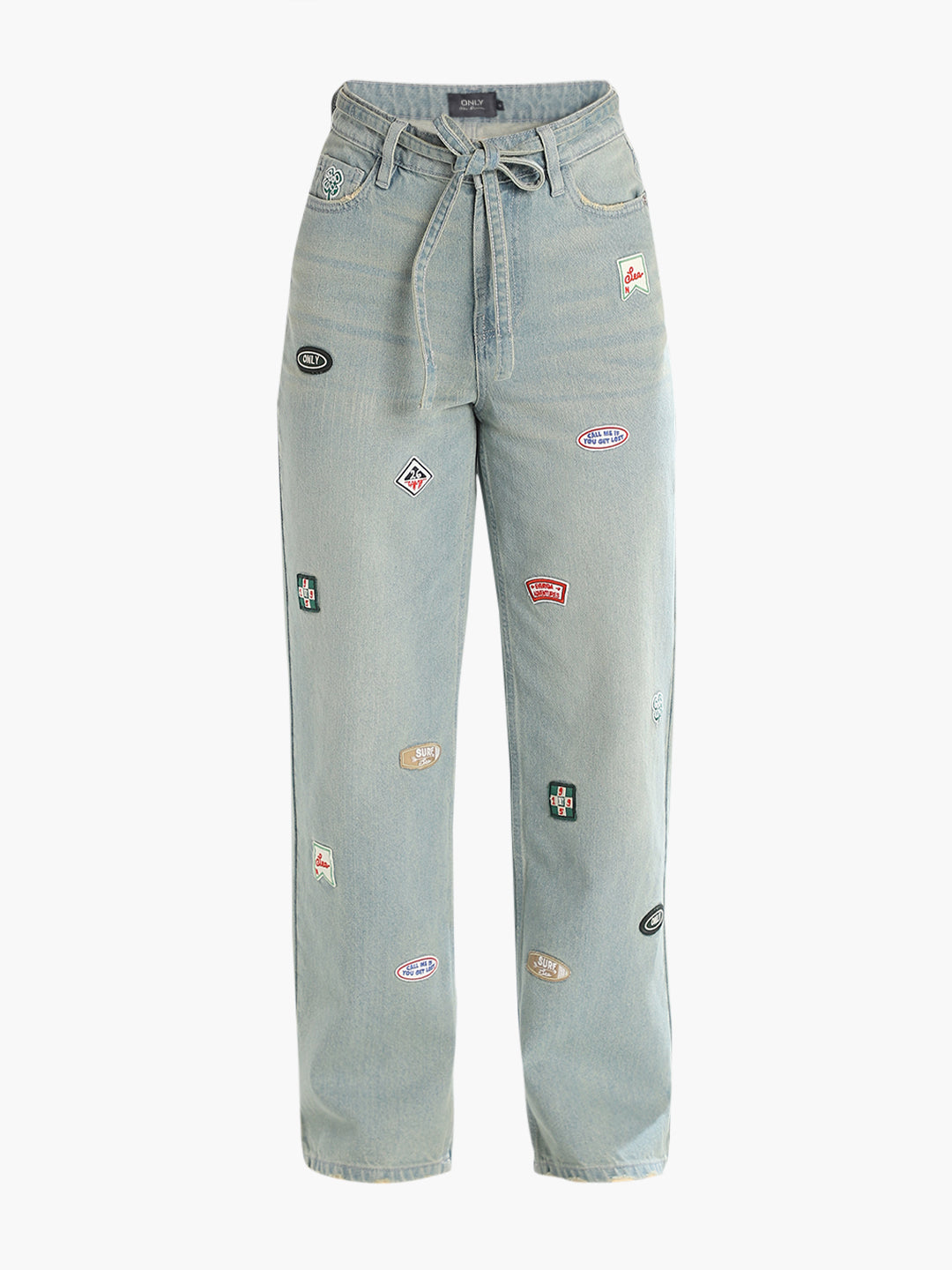 Patch Detail Straight Fit Jeans