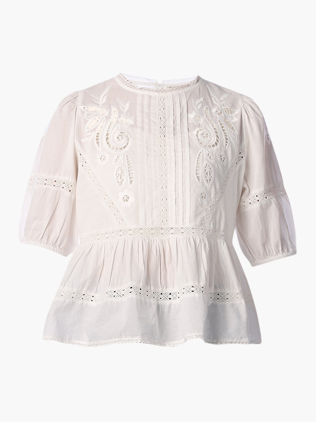 White Lace Peplum Top