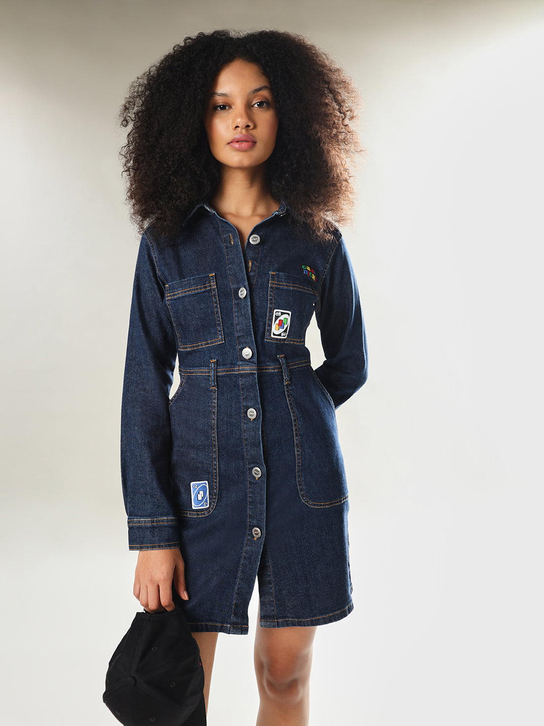 UNO X ONLY Dark Blue Denim Dress