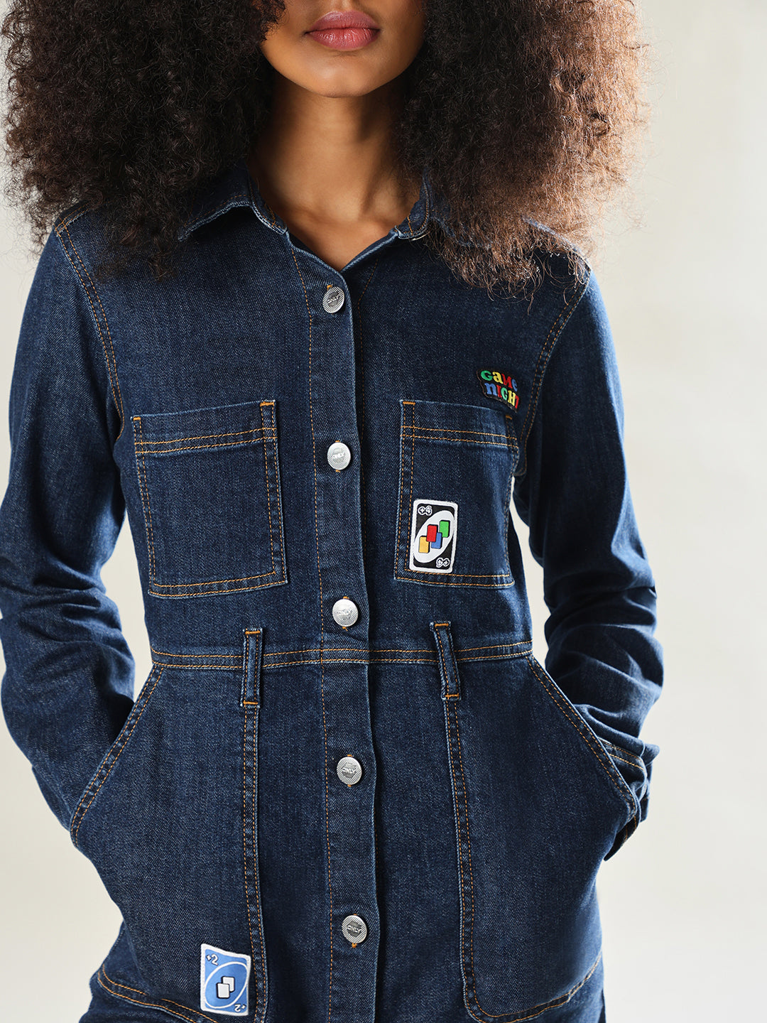 UNO X ONLY Dark Blue Denim Dress