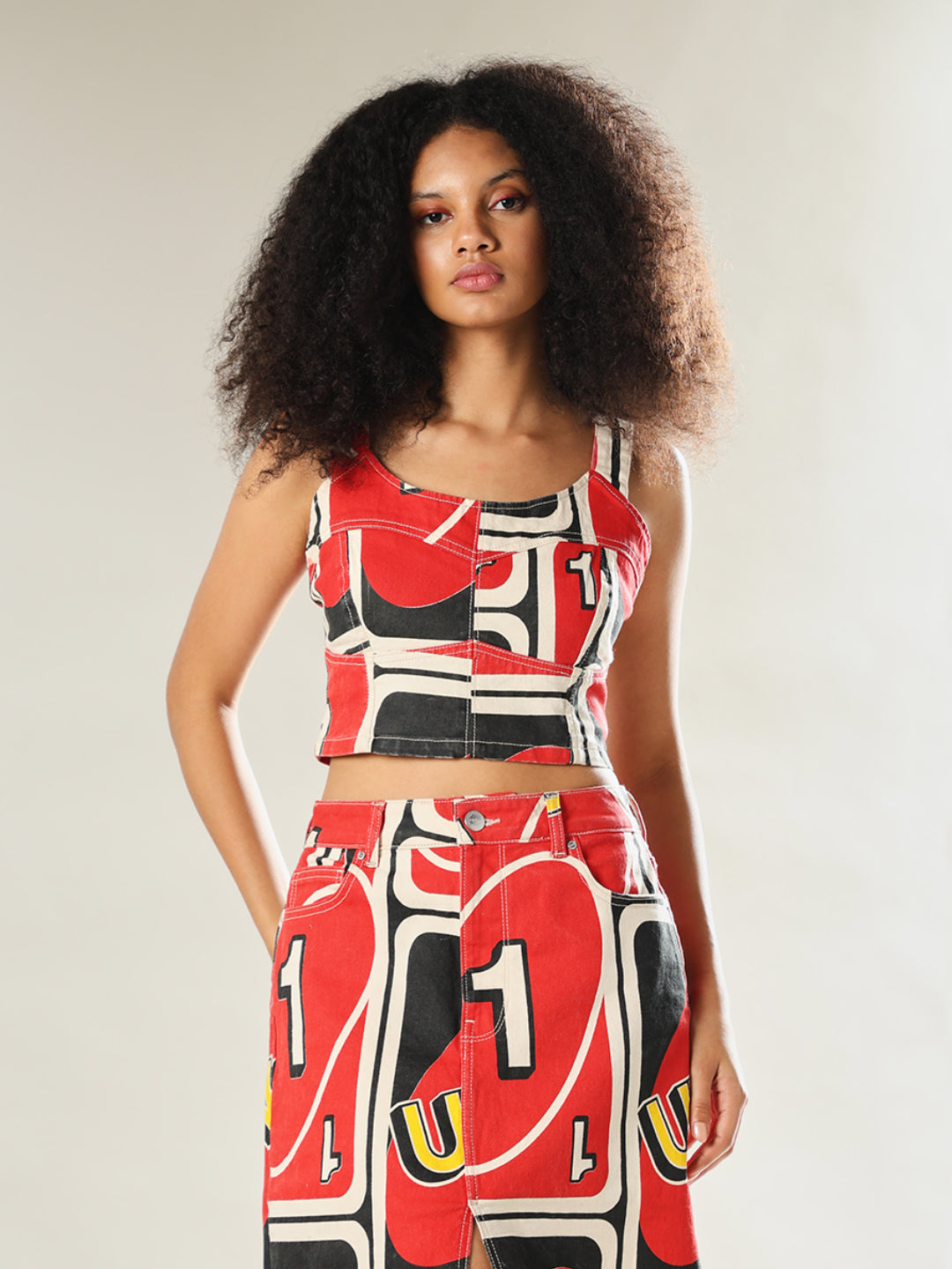 UNO X ONLY Cropped Corset Denim Top