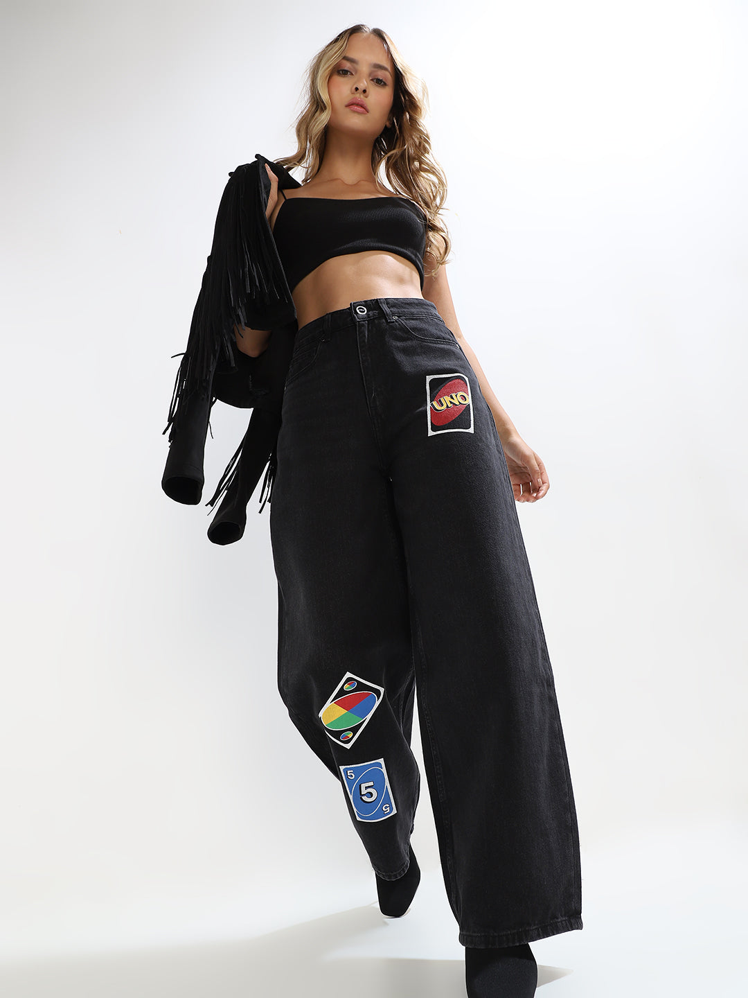 UNO X ONLY Black Slouchy Fit Jeans