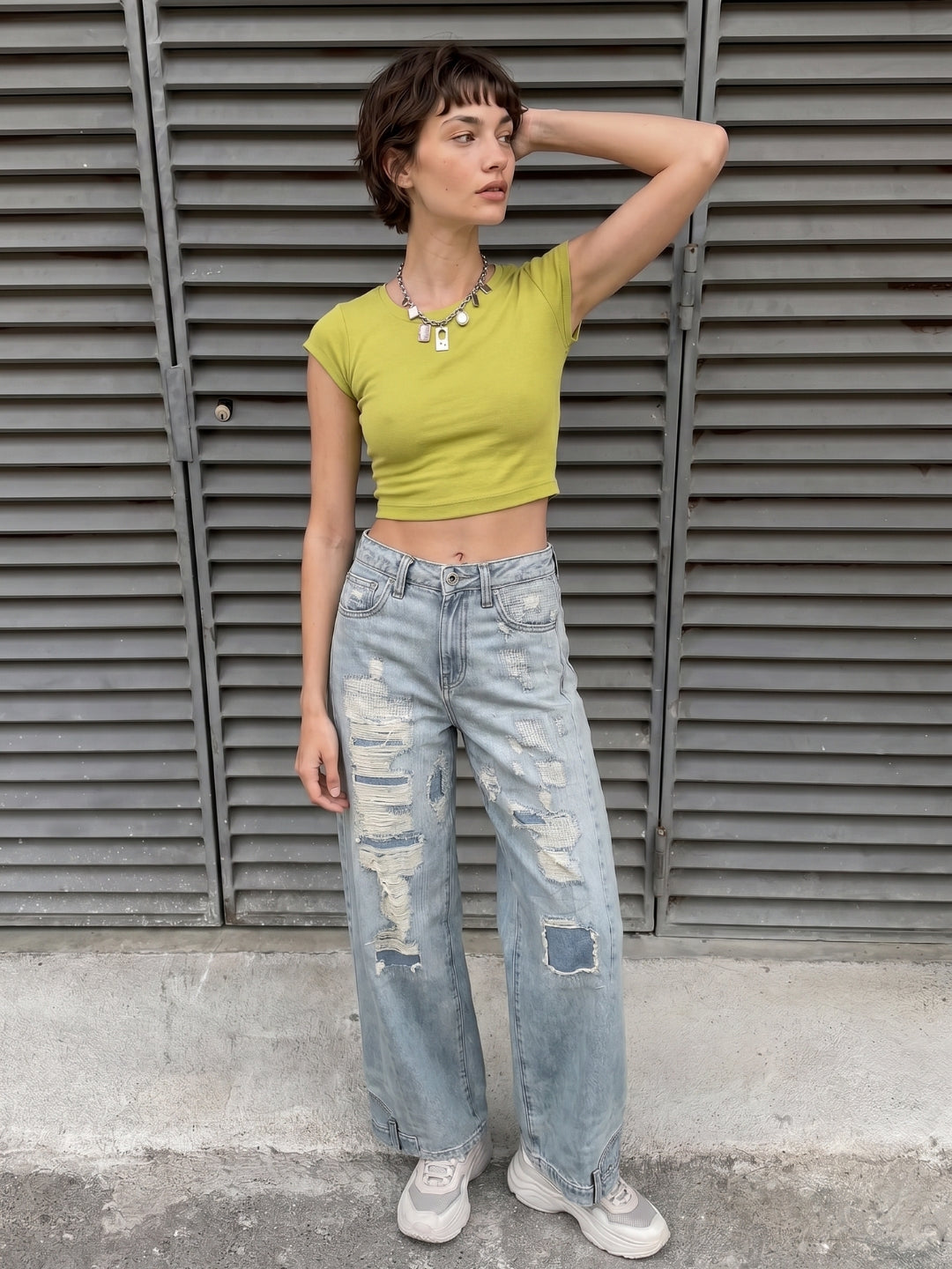 Green Cropped Muscle Tee