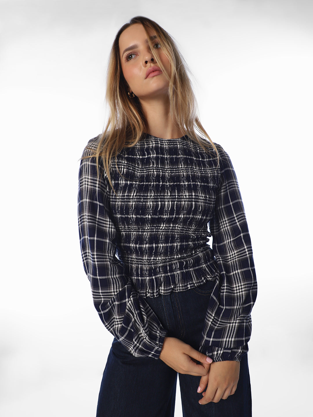 Smocked Check Top