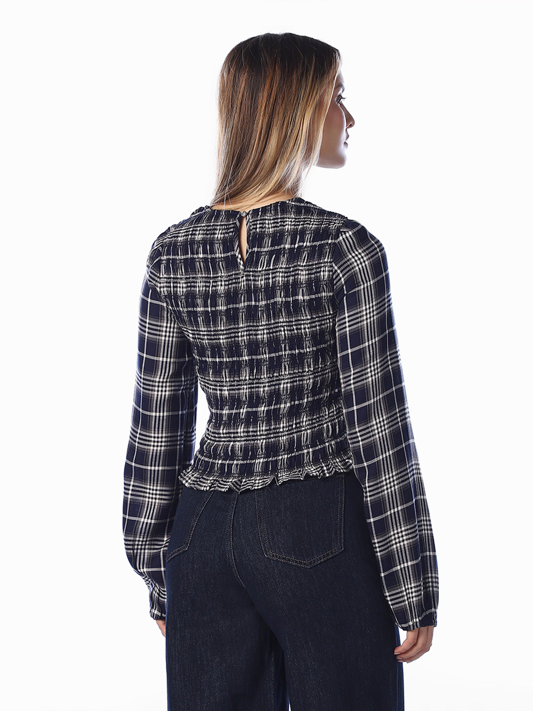 Smocked Check Top
