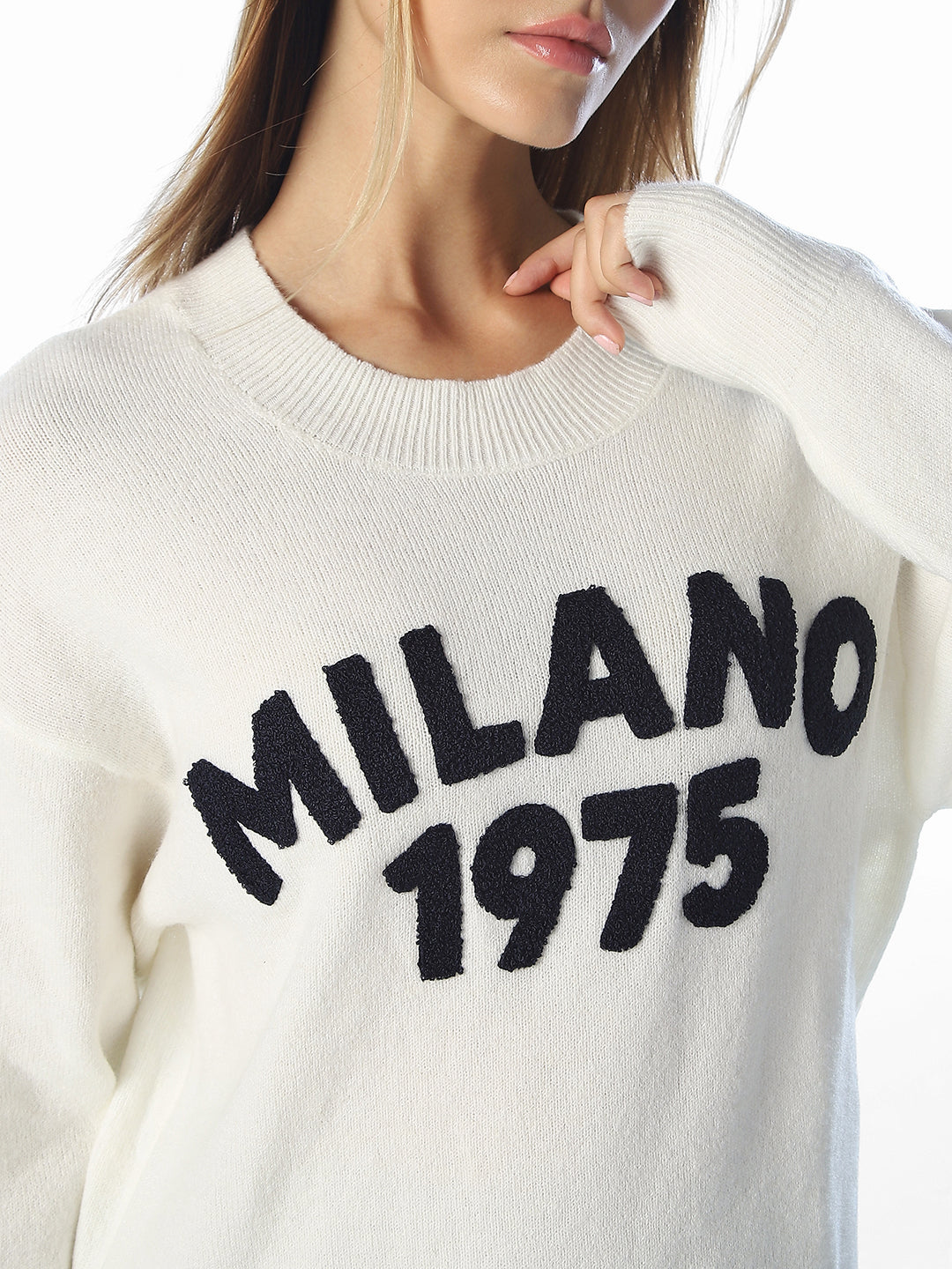 White Printed O-Neck Pullover