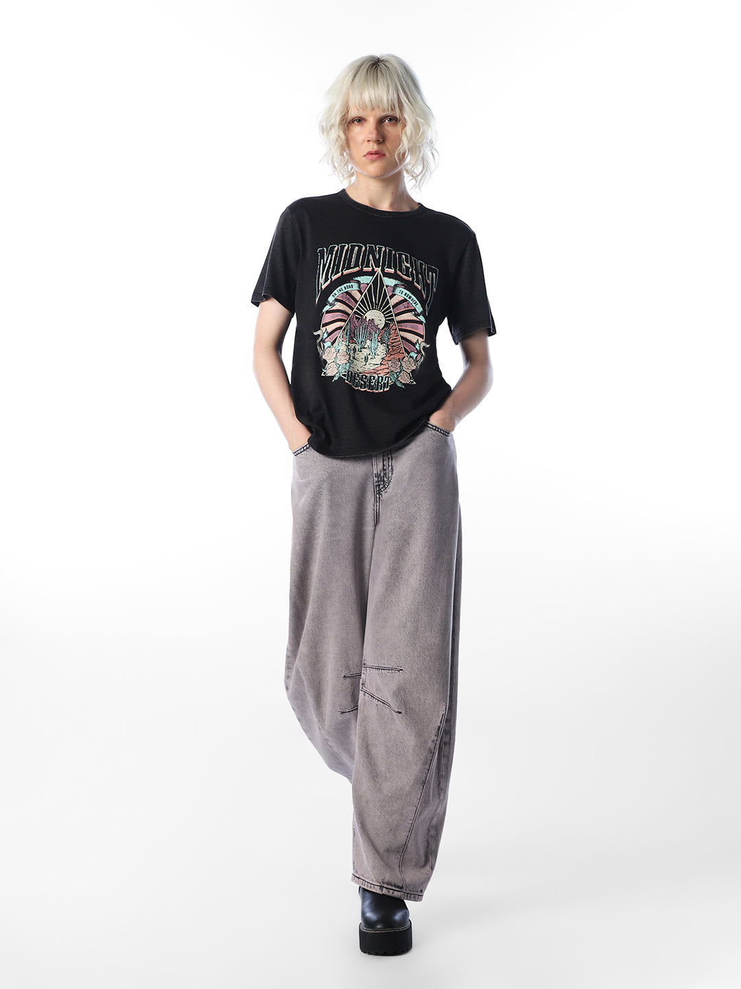 Black printed T-shirt