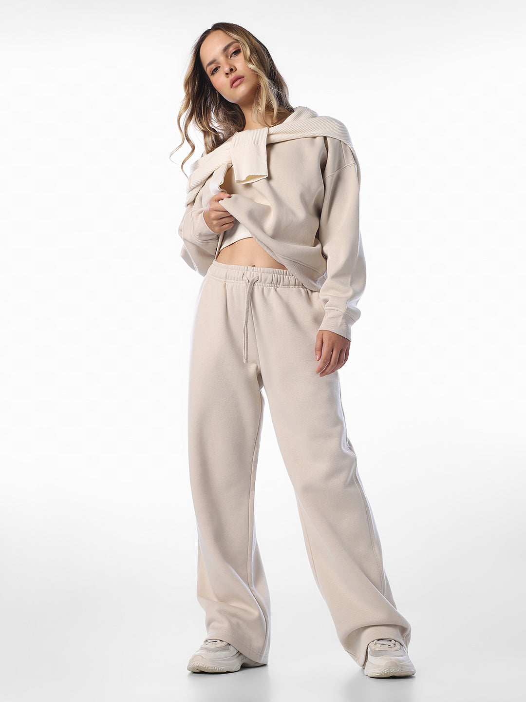 Beige Straight Fit Sweatpants
