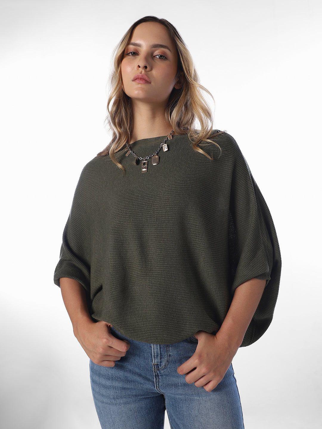 Green Bat Sleeve Pullover