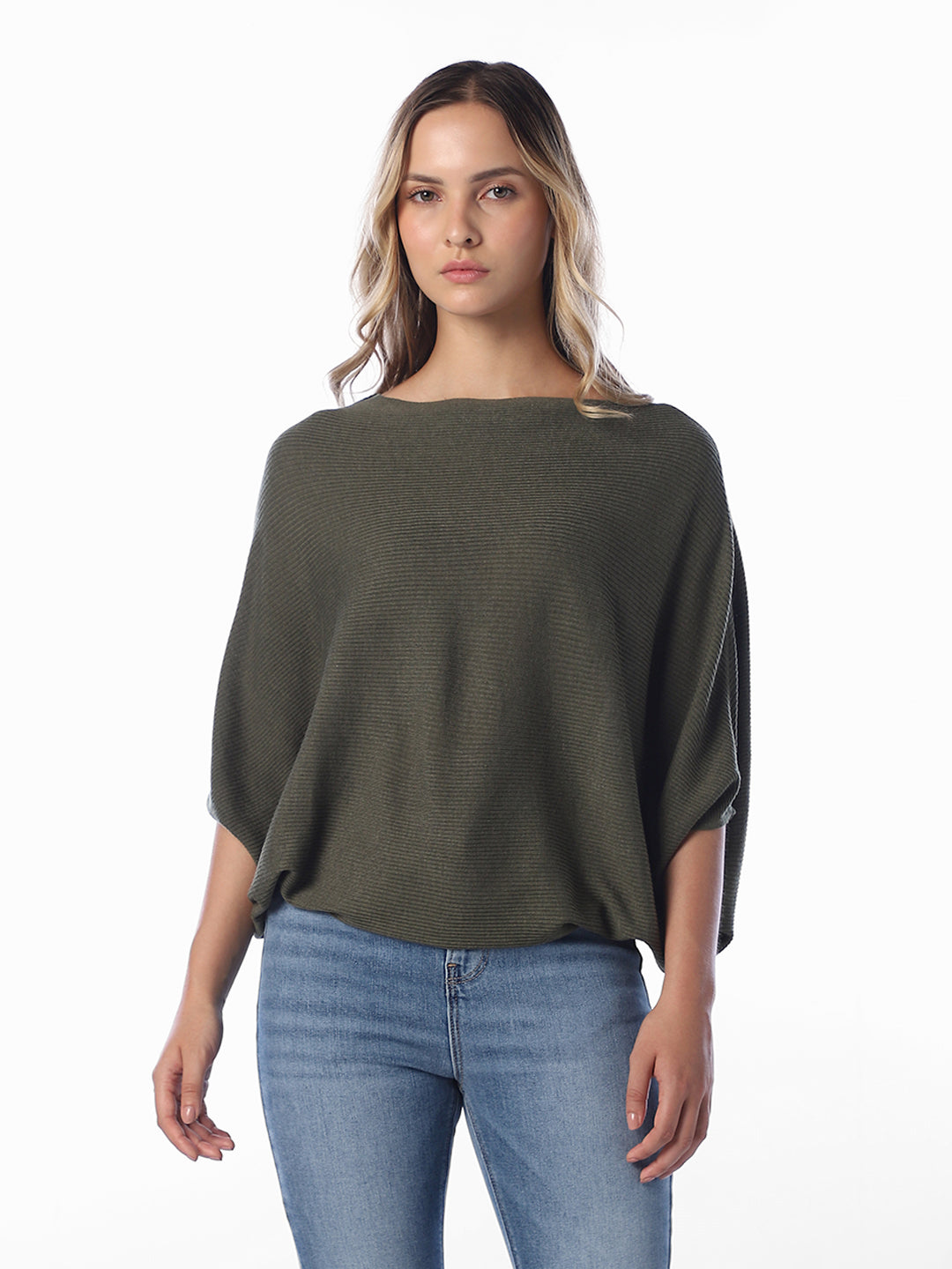 Green Bat Sleeve Pullover
