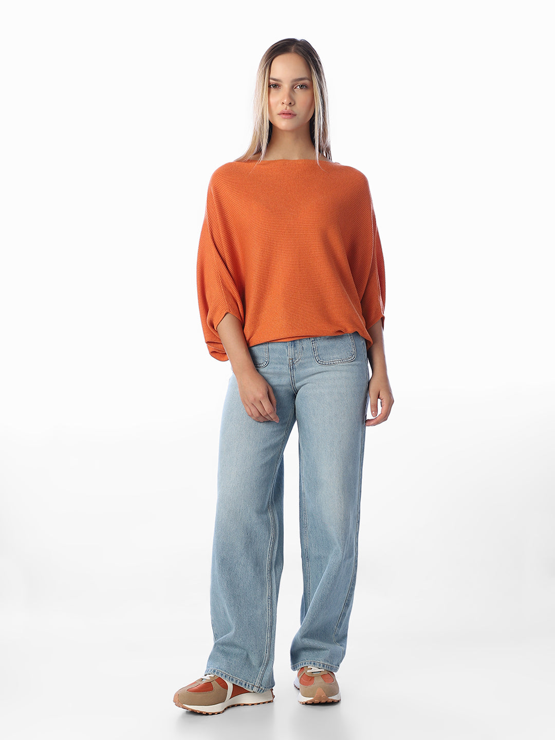Orange Bat Sleeve Pullover
