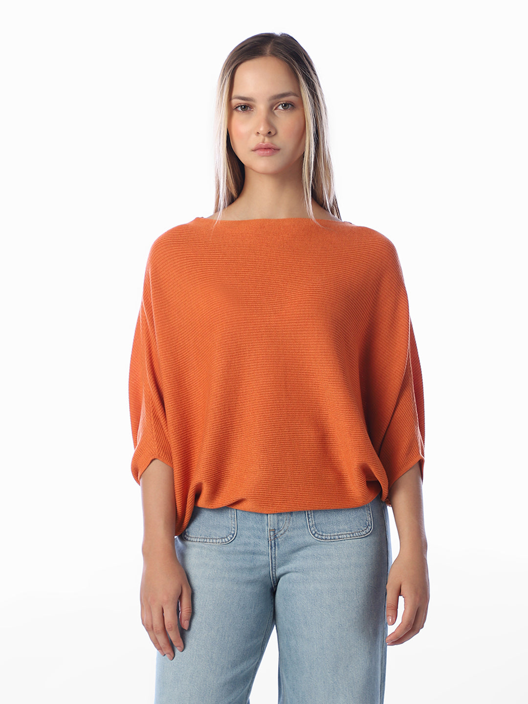 Orange Bat Sleeve Pullover