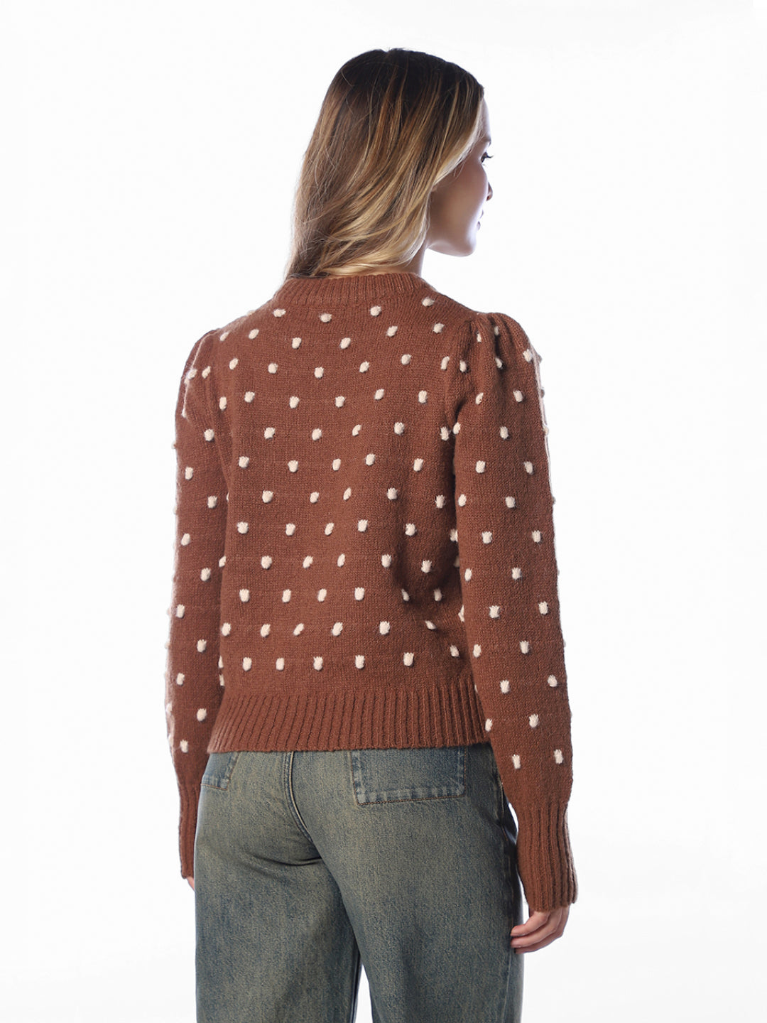 Brown Puff Sleeves Pullover