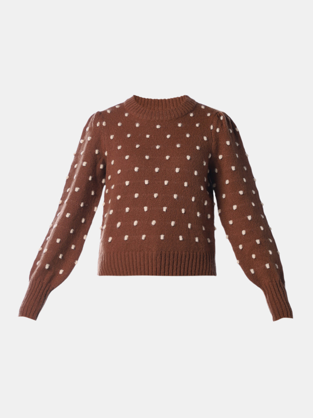 Brown Puff Sleeves Pullover