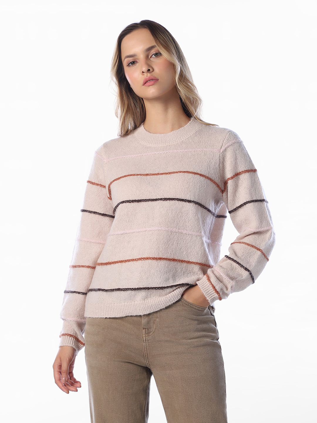 Beige Structured Pullover