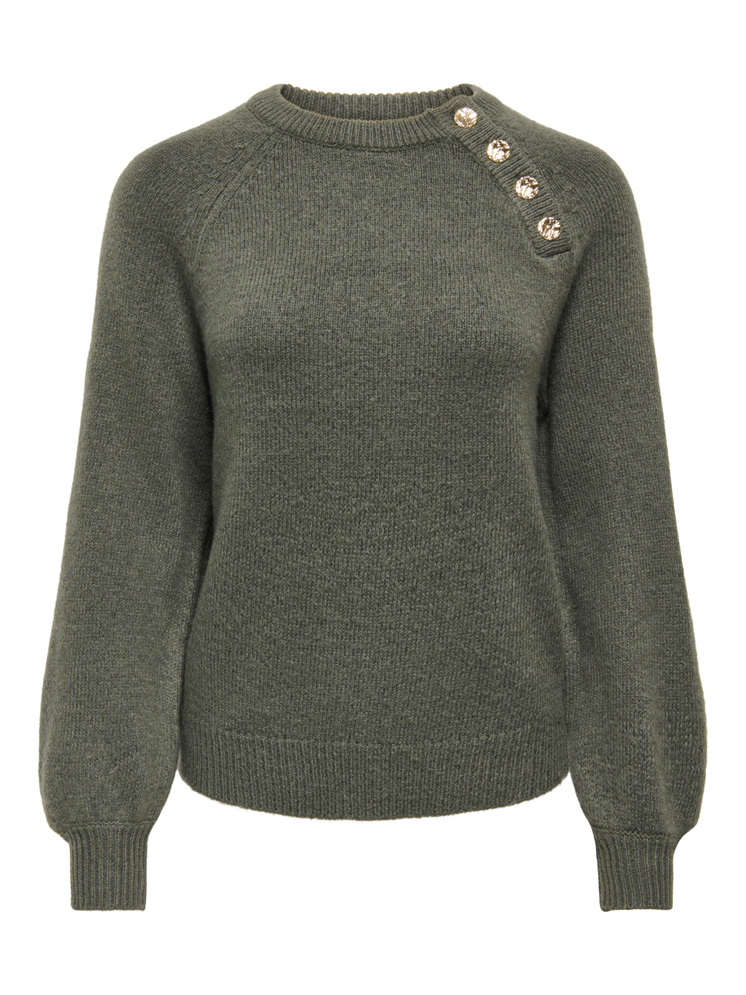 Buttoned O-Neck Pullover