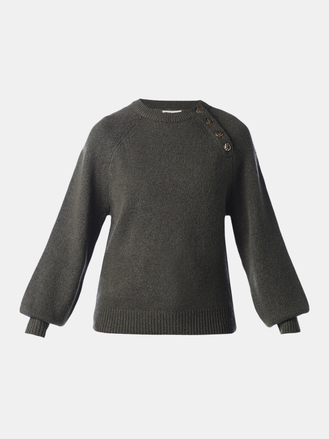Buttoned O-Neck Pullover