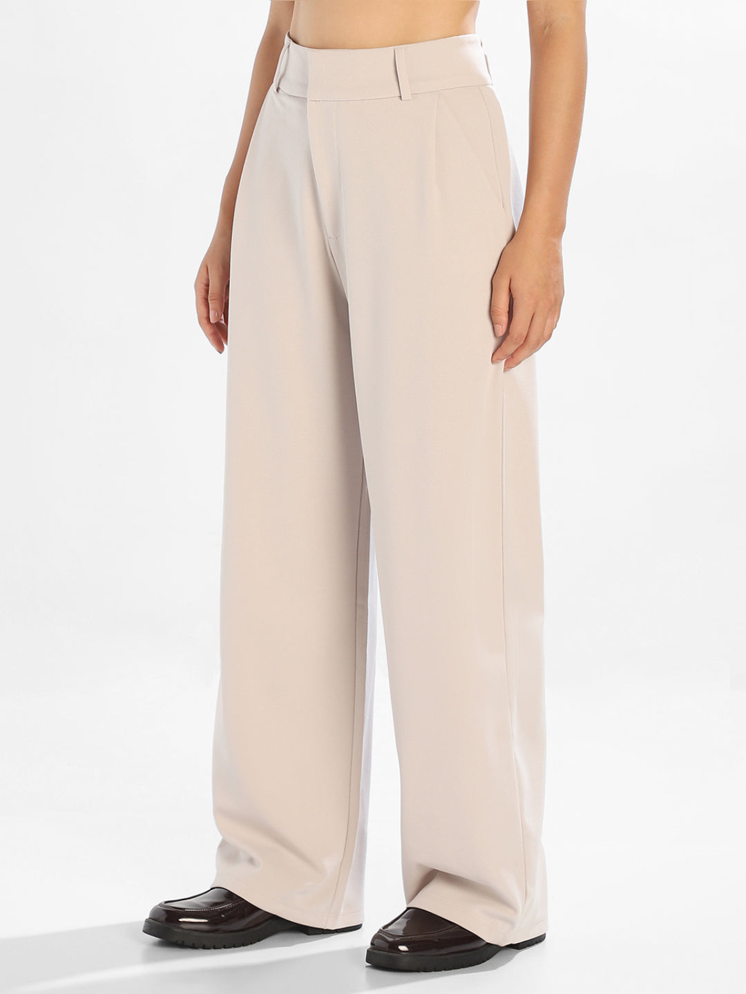 Beige Regular Fit Pants