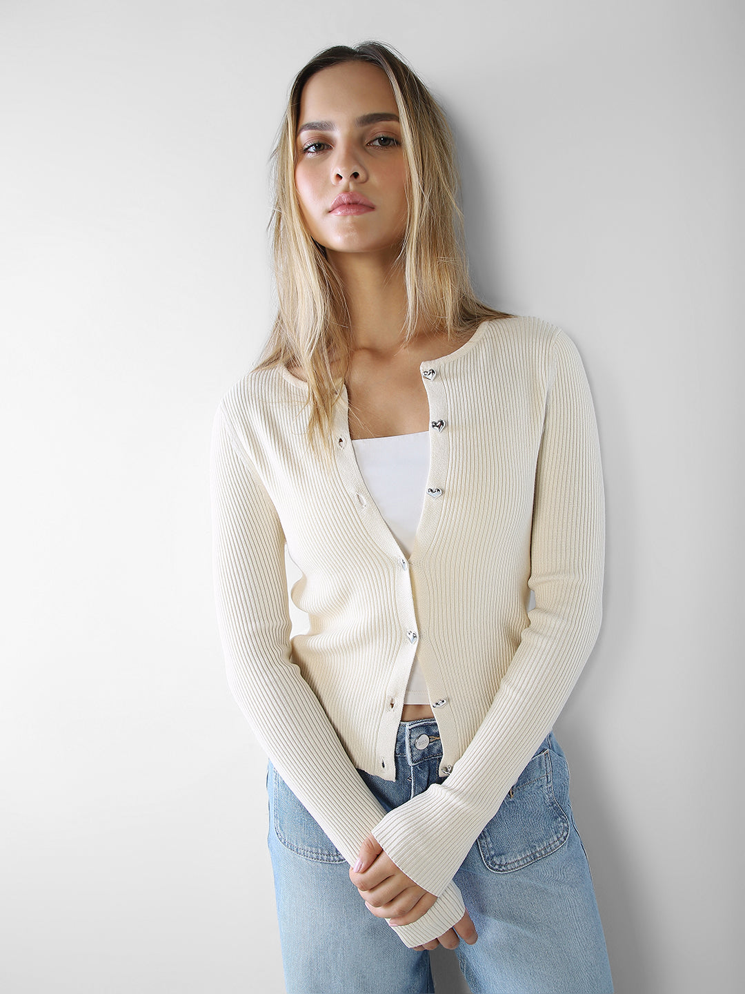 Beige O-Neck Cardigan