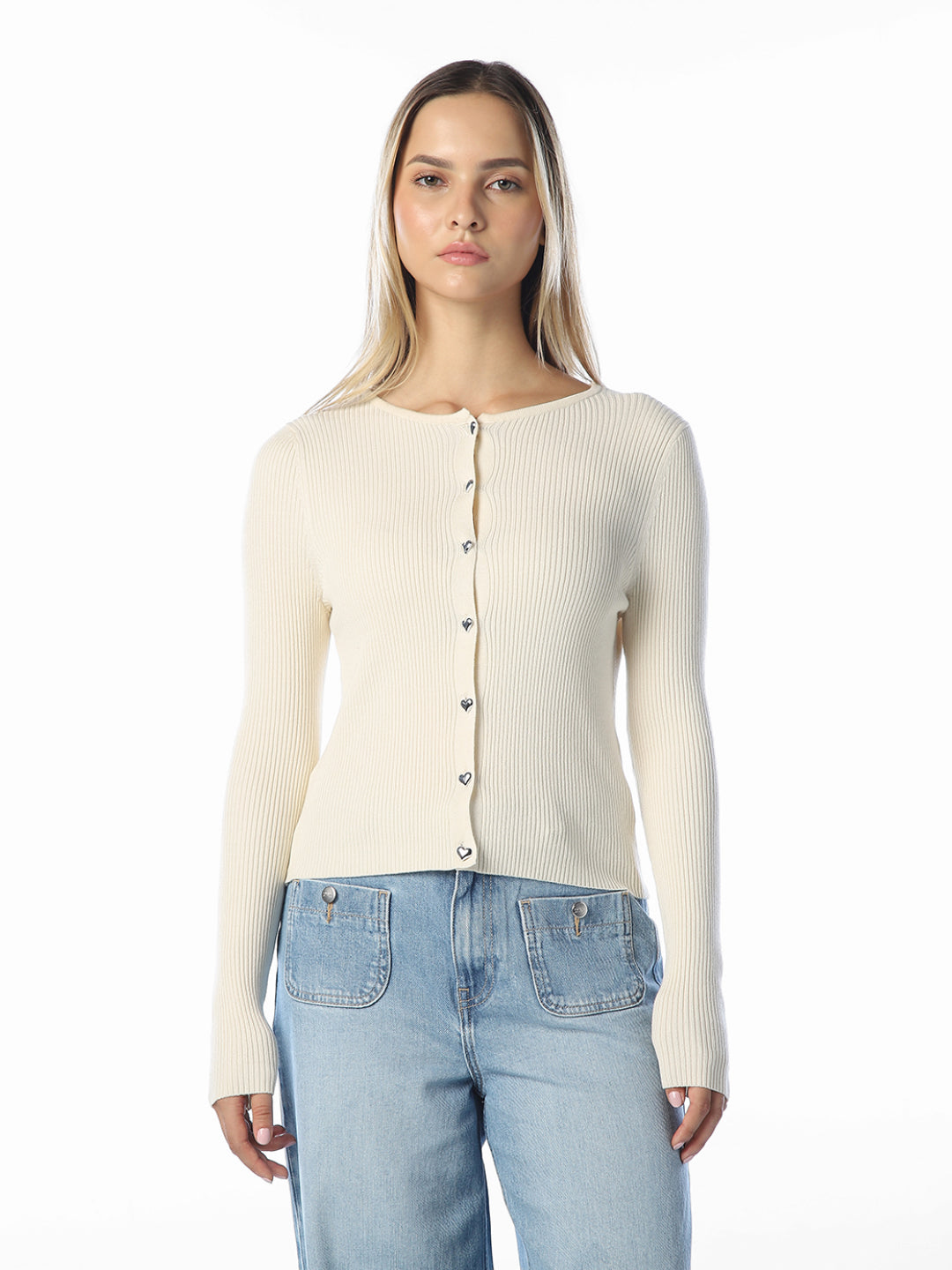Beige O-Neck Cardigan