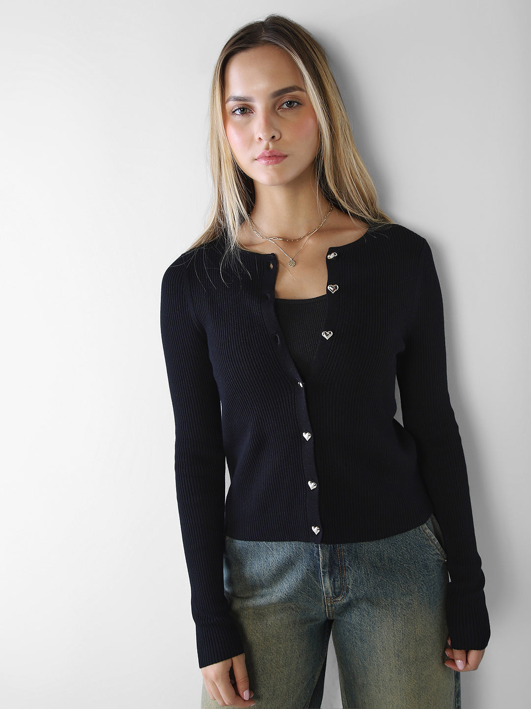 Black O-Neck Cardigan