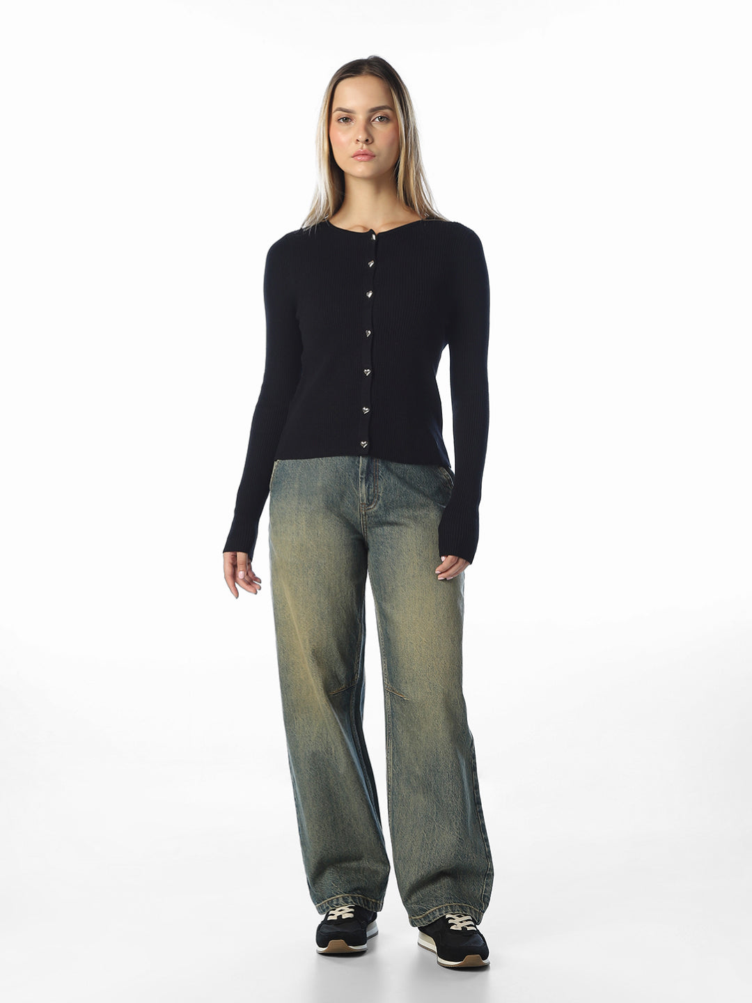 Black O-Neck Cardigan