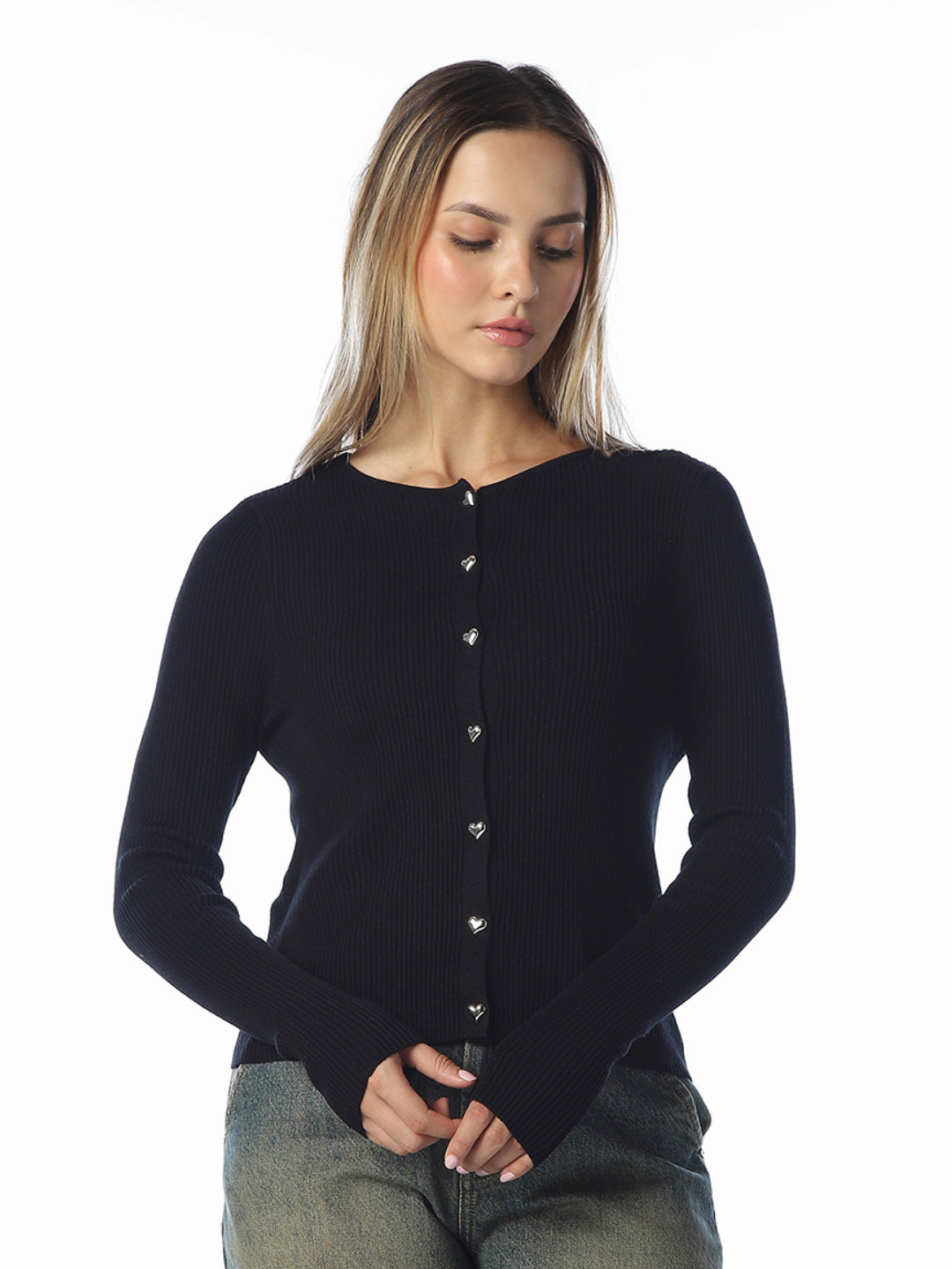 Black O-Neck Cardigan