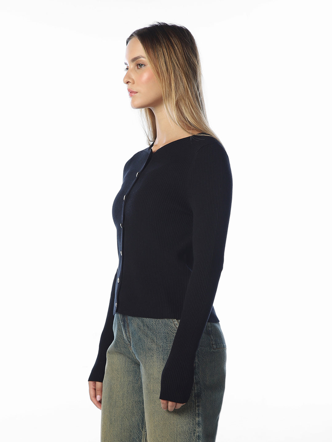 Black O-Neck Cardigan