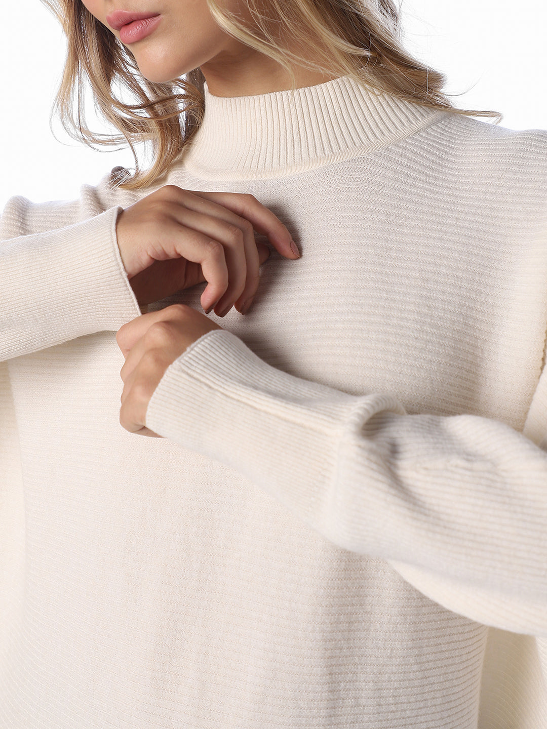 High Neck Ribbed Pullover