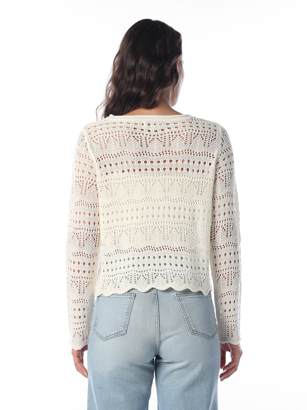 Off-White Pointelle Boatneck Pullover