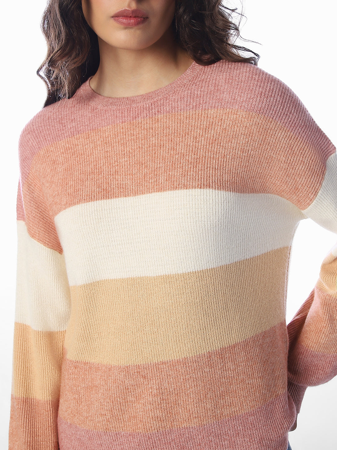 Pink Striped Relaxed Fit Pullover