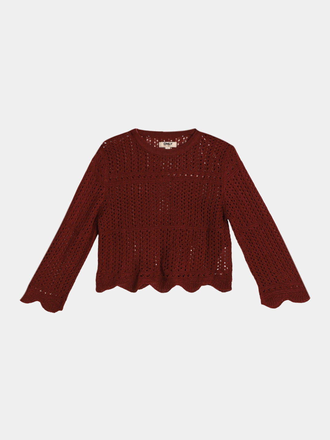 Pointelle Knit Pullover - Red