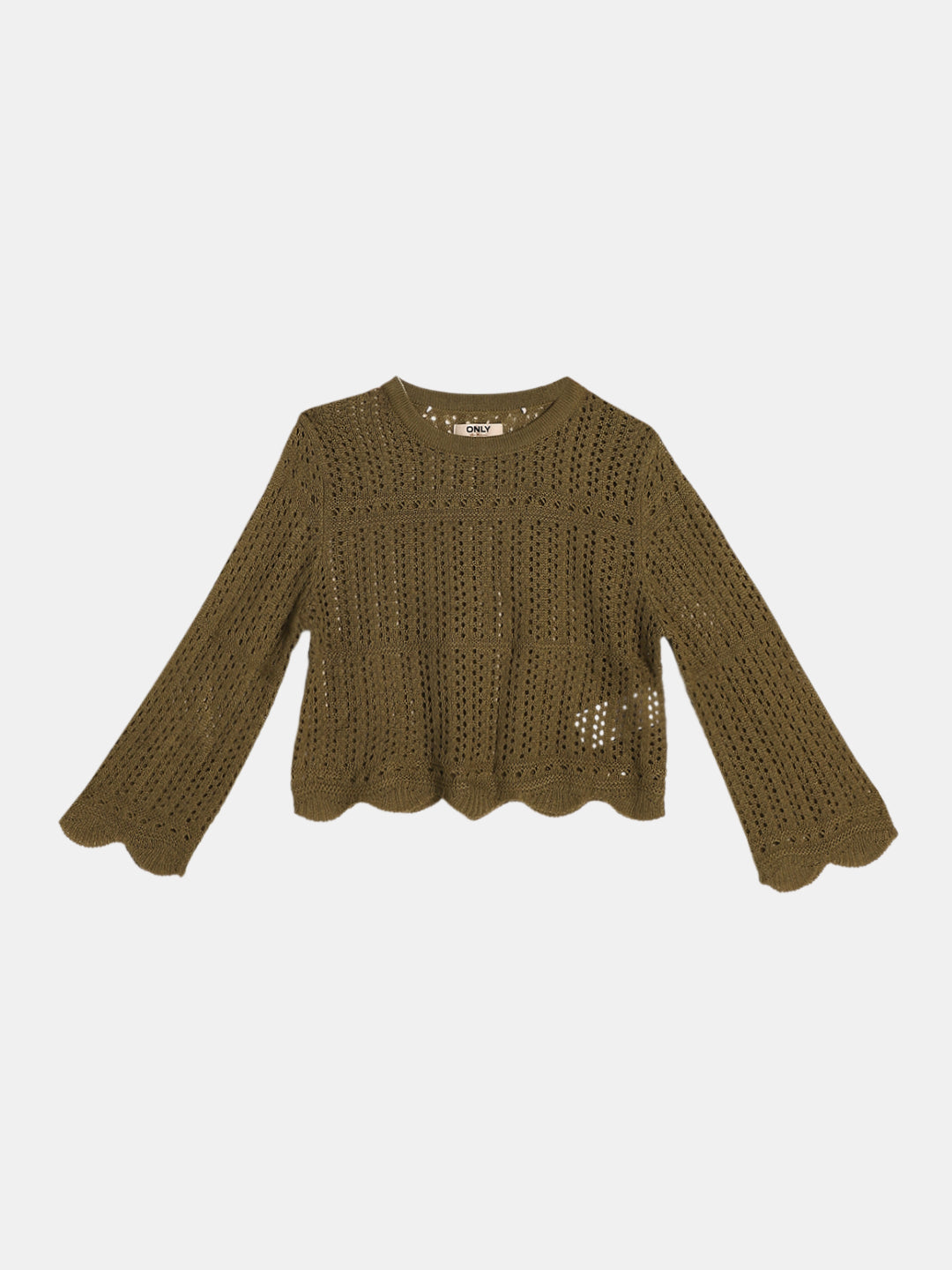 Pointelle Knit Pullover - Green