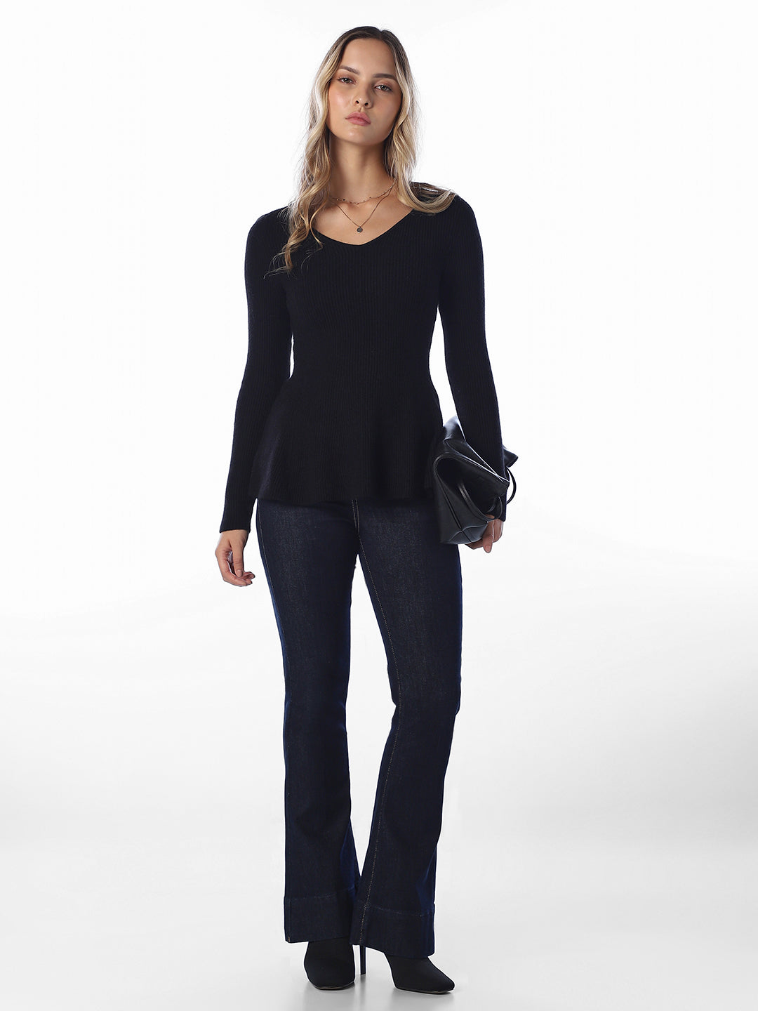 Ribbed Peplum Pullover