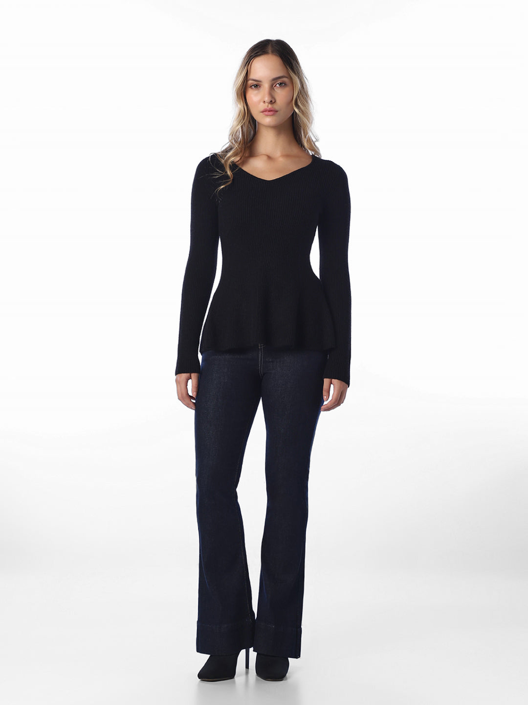 Ribbed Peplum Pullover