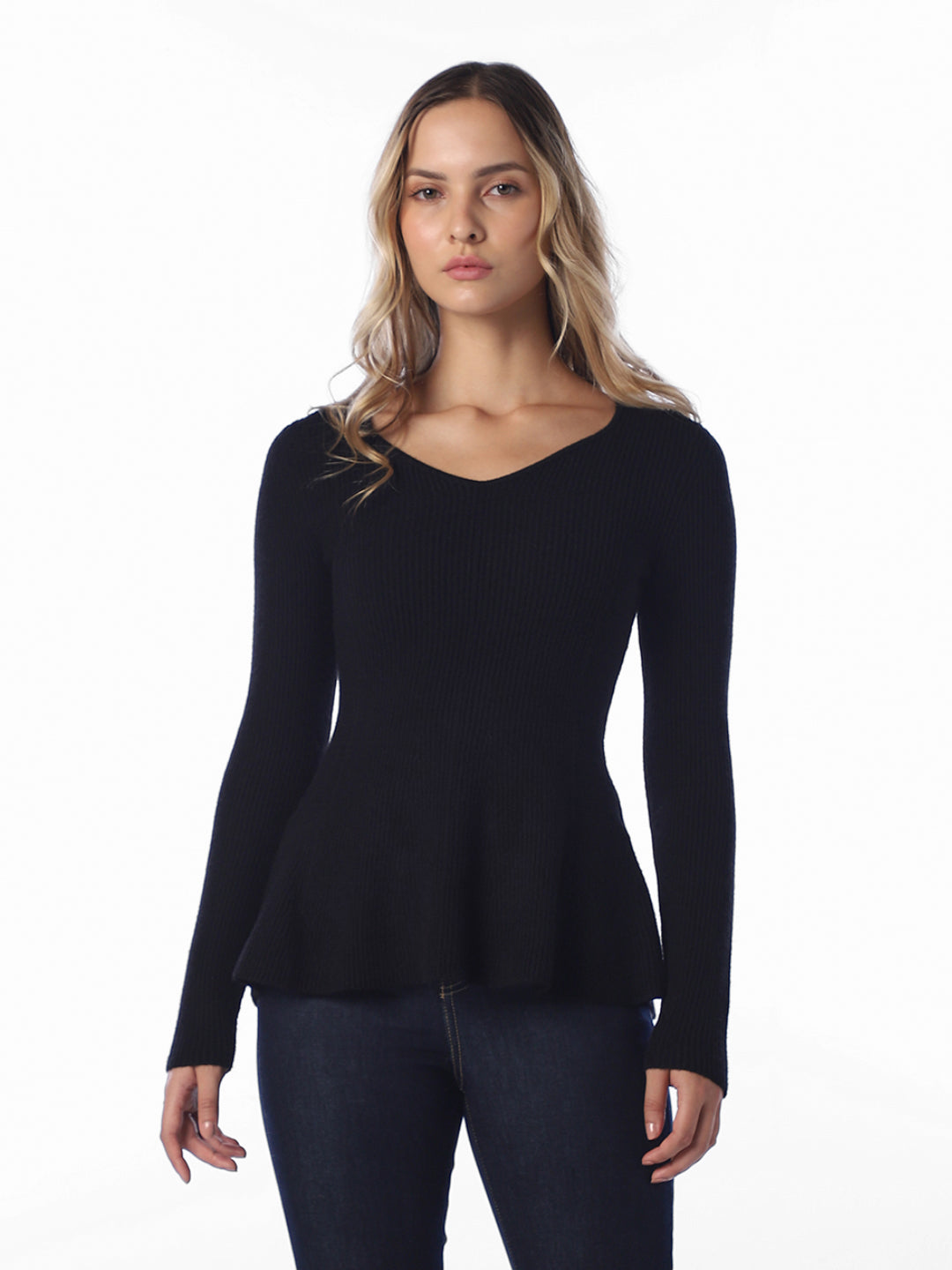 Ribbed Peplum Pullover