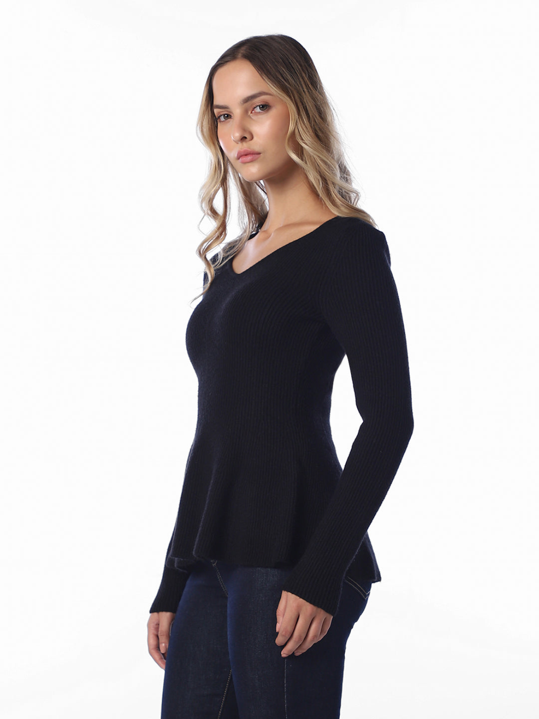 Ribbed Peplum Pullover