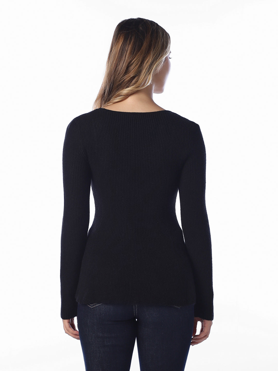 Ribbed Peplum Pullover