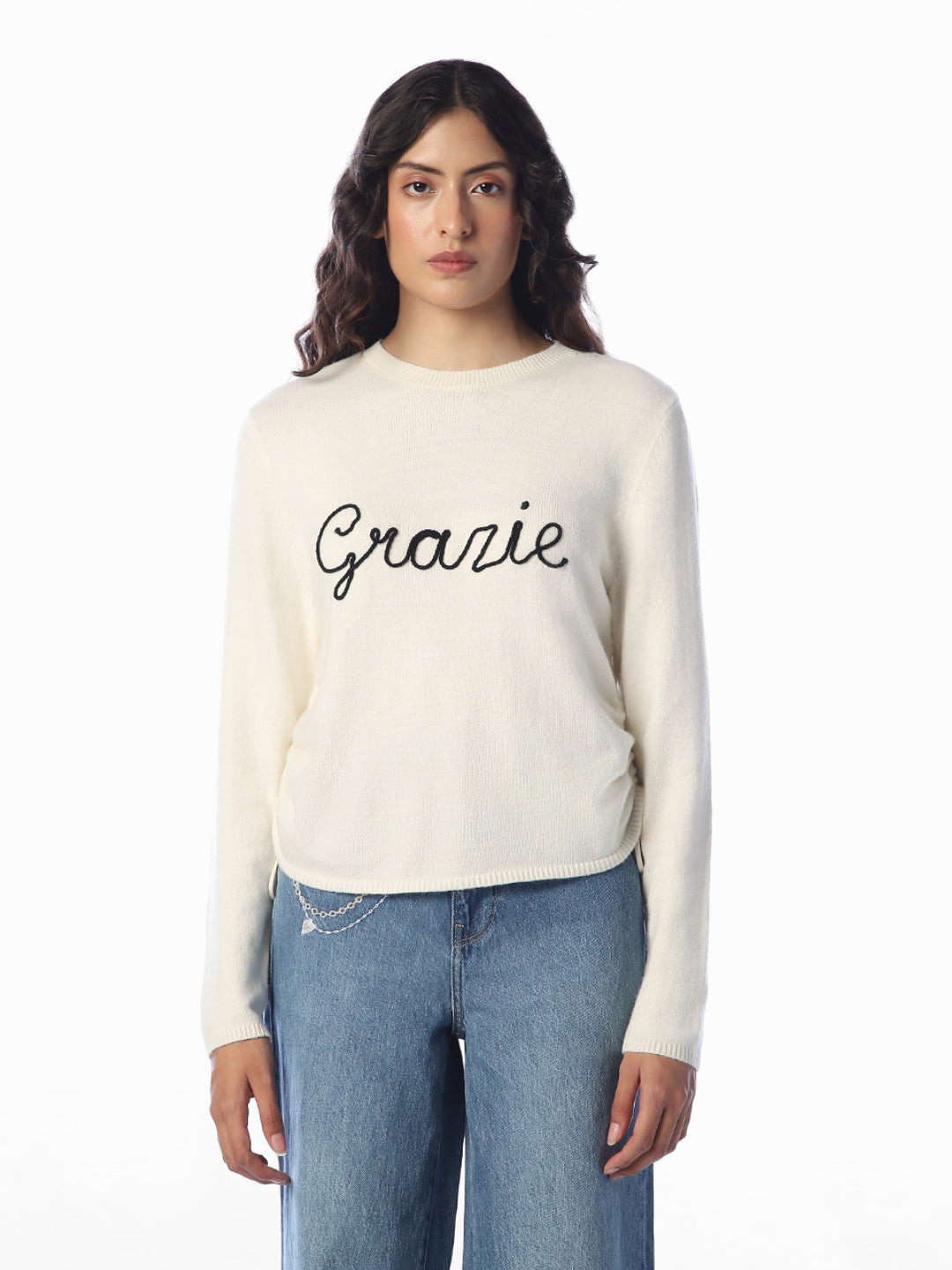 Off-White Printed O-Neck Pullover