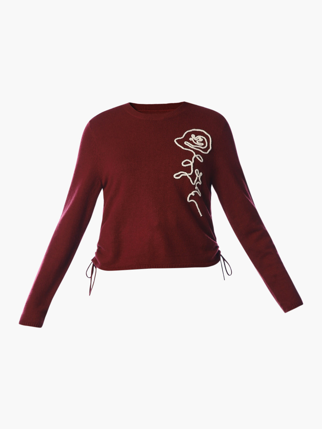 Maroon Printed O-Neck Pullover