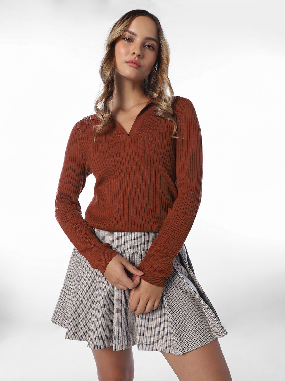 Brown Knitted Polo