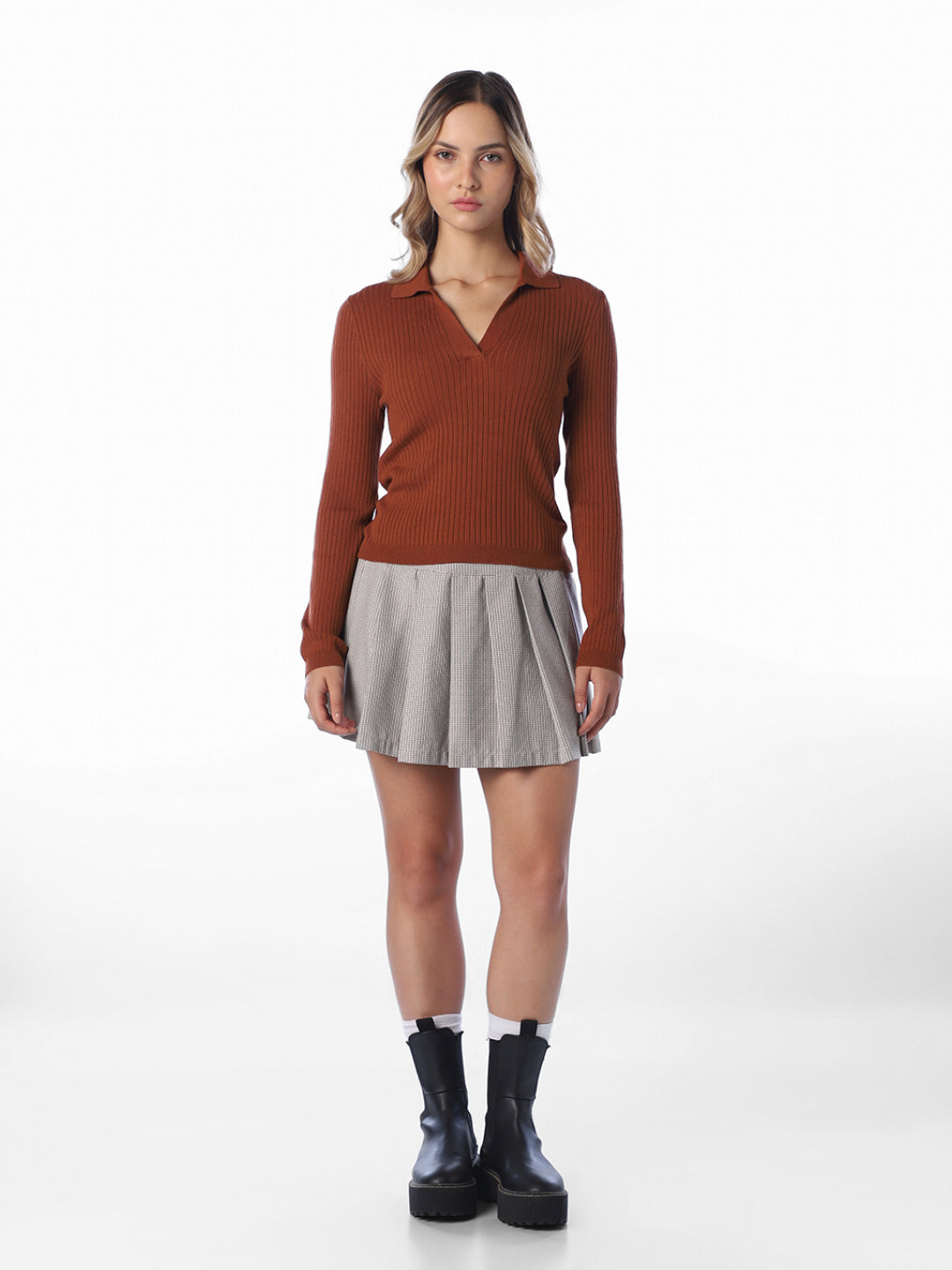 Brown Knitted Polo