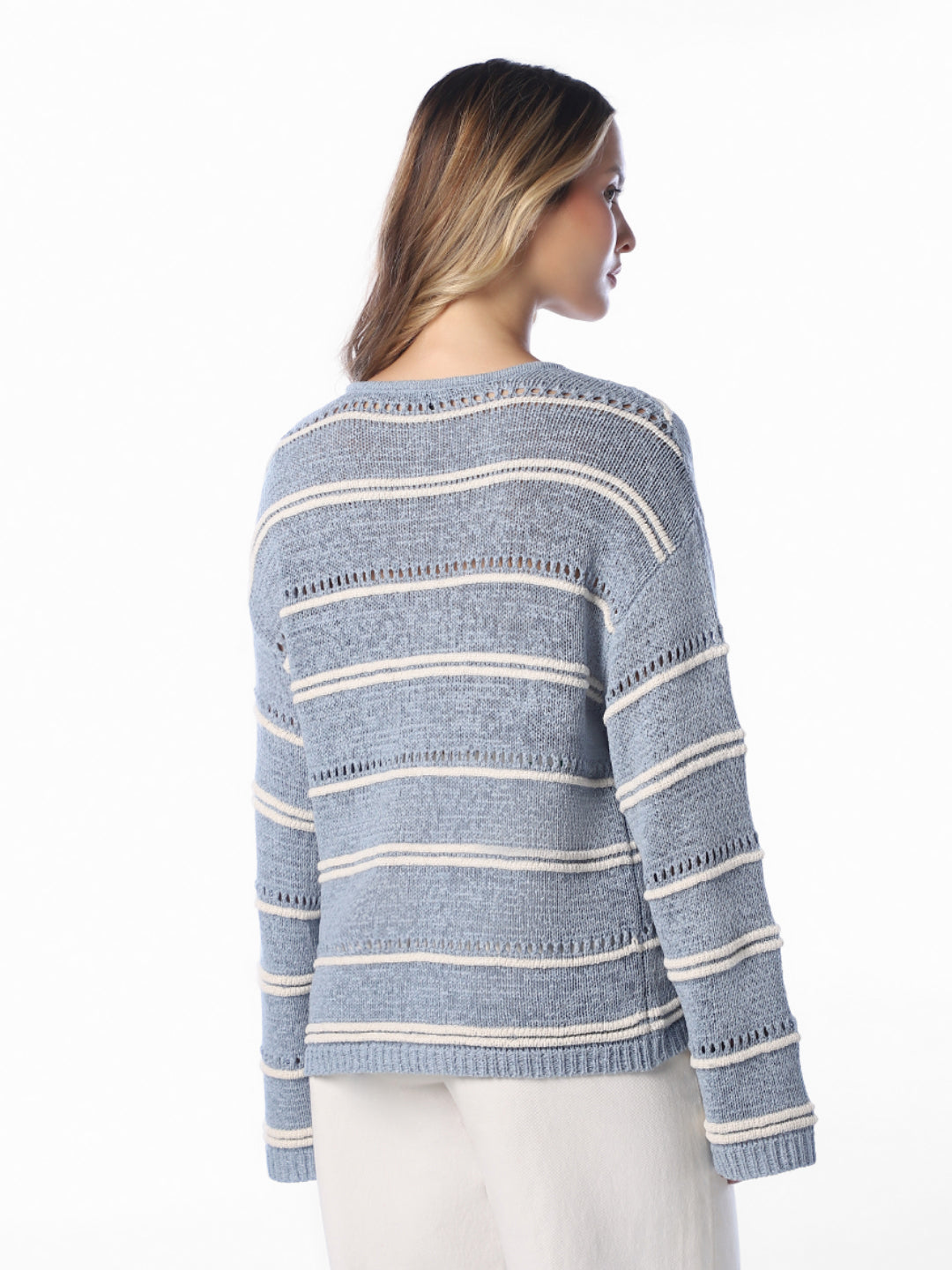 Blue V-Neck Oversized Pullover
