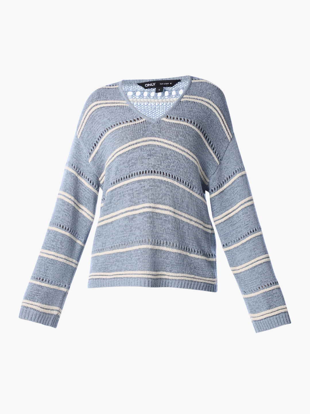 Blue V-Neck Oversized Pullover